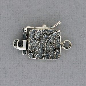 Sterling Silver Textured Box Clasp with safety catch, Jewelry Supplies, Jewelry Making, DIY Jewelry, Artisan Jewelry