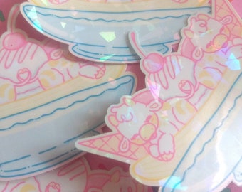 Bananiu Split - Holographic Vinyl Sticker