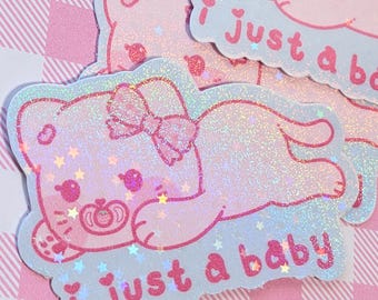 I Just a Baby - Berry Baby Kitty- Holographic Vinyl Sticker