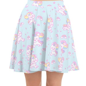 Fluffy Pastel Unicorn Skater Skirt