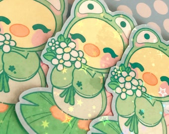 Frog-Kigurumi Duckie - Holographic Vinyl Sticker