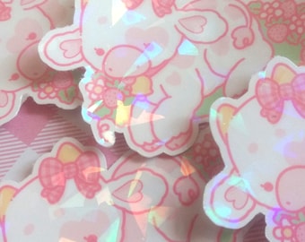 Strawberry Cow - Holographic Vinyl Sticker