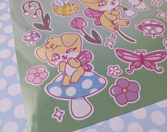 Fairy Garden - Pastel Kawaii Cottagecore - Kiss Cut Sticker Sheet