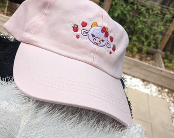 Strawberry Cow - Pastel baseball Cap - Dad Hat