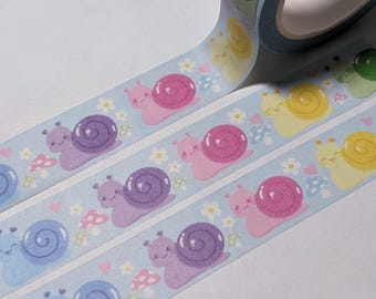 Rainbow Snail - Pastel Kawaii Washi Tape - 15mm x  10m