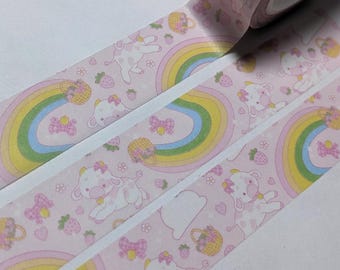 Strawberry Cow- Pastel Kawaii Washi Tape - 15mm x  10m