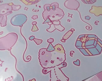 Kirara's Birthday Party - Pastel Kawaii - Kiss Cut Sticker Sheet