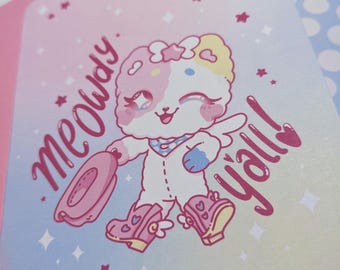 Meowdy Y'all - Pastel Kawaii Greeting Card