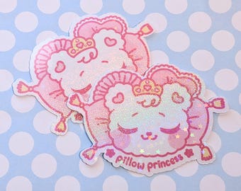 Pillow Princess - Pink Kawaii - Holographic Vinyl Sticker