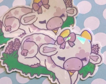Lavender Cow - Holographic Vinyl Sticker