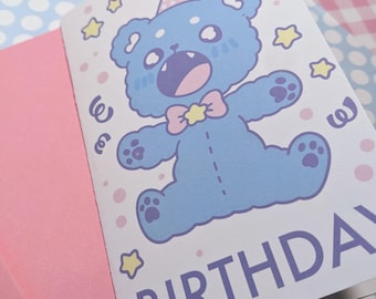 Birthday Bear - Pastel Kawaii Birthday Card