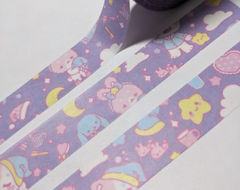 Starry Slumber Party- Pastel Kawaii Washi Tape - 15mm x  10m