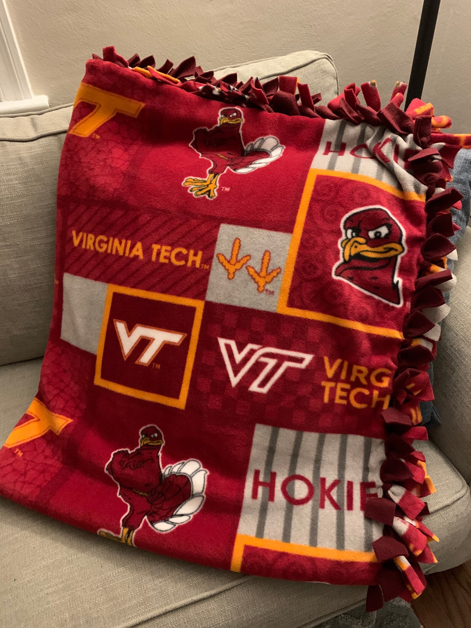 Virginia Tech Hokies Tie Blanket College No Sew Fleece VT Etsy