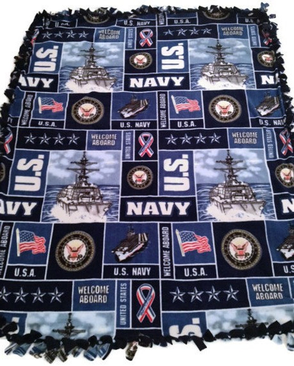 United States Navy Fleece Tie Blanket US Military/Armed Etsy