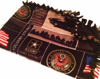 United States Army Fleece Tie Blanket - US Military/Armed Forces No Sew - USA Pattern