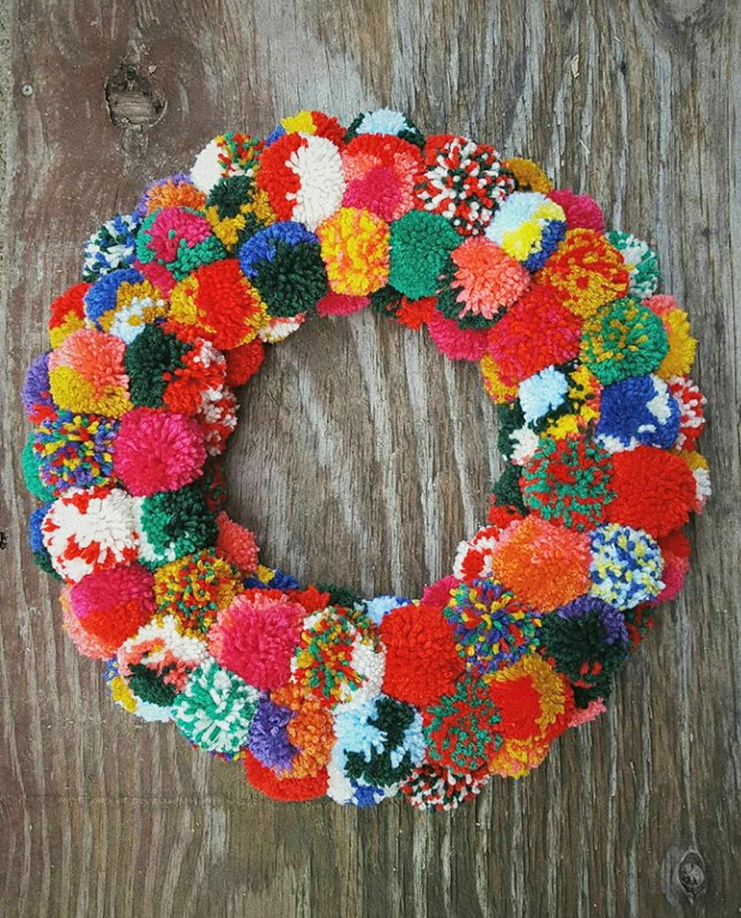 christmas pompom wreath christmas pompom wreath