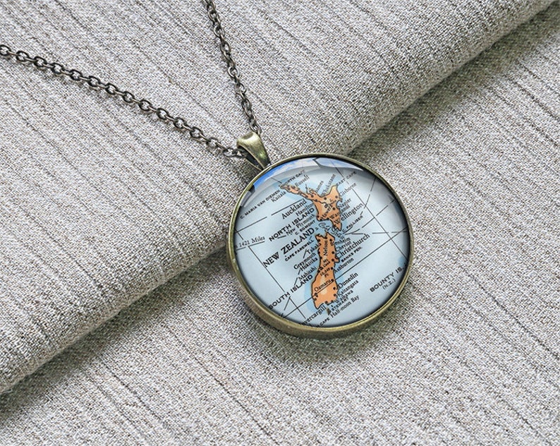 Handmade New Zealand Map Jewelry Necklace Map Keychain Stamp Etsy