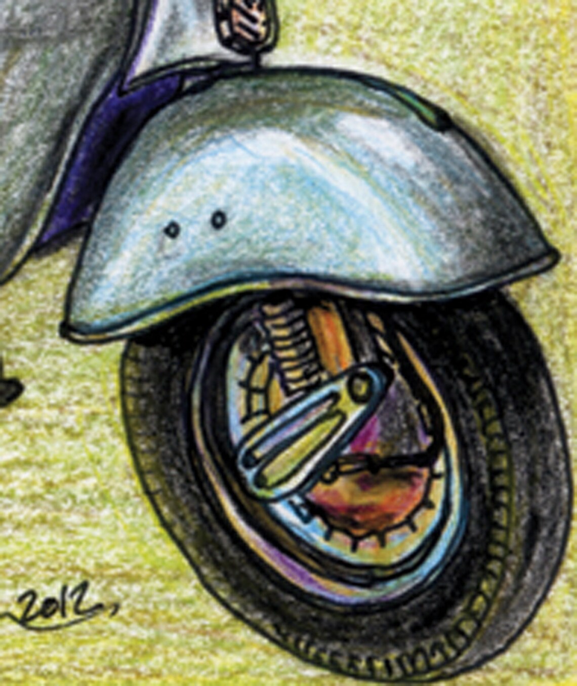 0161946 Vespa, by Enrico Piaggio in Color Pencil PRINT Limited Edition