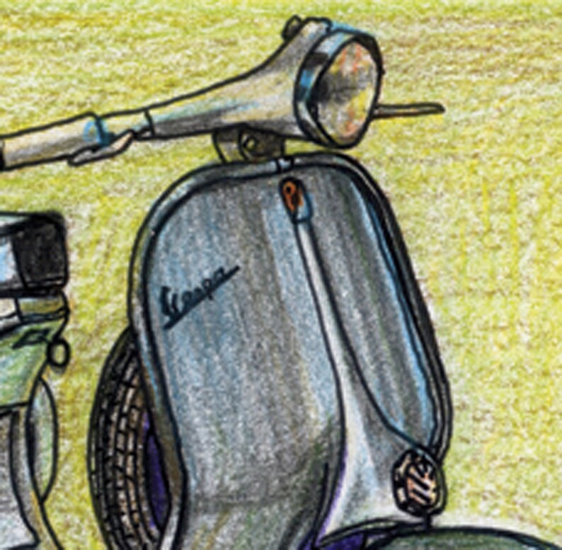 0161946 Vespa, by Enrico Piaggio in Color Pencil PRINT Limited Edition