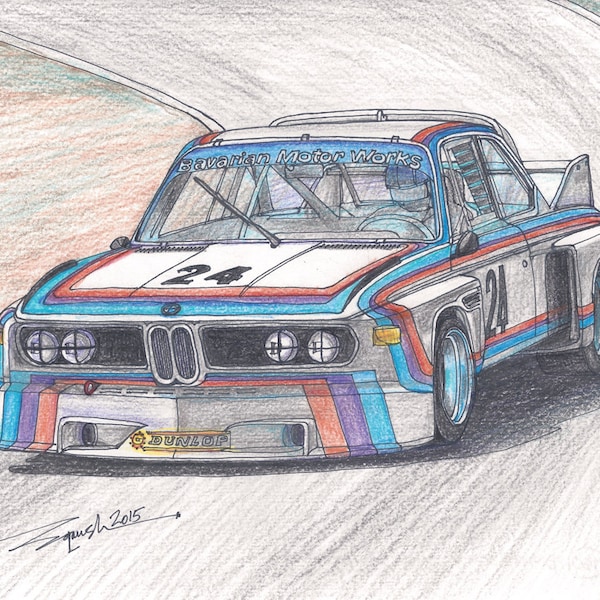 160-1975 BMW 3.0csl in Racing Colours - Limited Edition Run of 50 (8x10, 16X20)