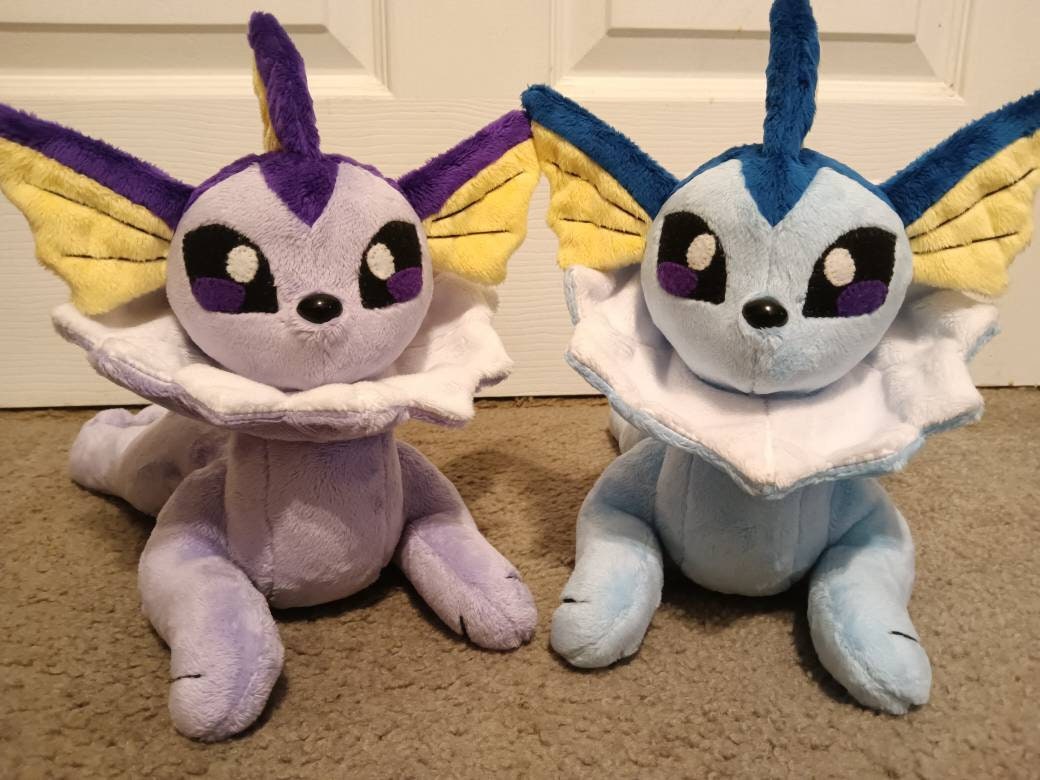 Vaporeon Shiny Pokemon Inspired Plush Art Doll Handmade Etsy