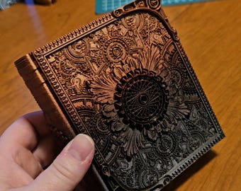Artificer's Tome *Red/Gold/Black Gradient* | 3D-Printed Book Box for cards, dice, and minis | FatesEnd | Tabletop | DnD | RPG | Fantasy