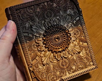 Artificer's Tome *Red/Gold/Black Gradient* | 3D-Printed Book Box for cards, dice, and minis | FatesEnd | Tabletop | DnD | RPG | Fantasy
