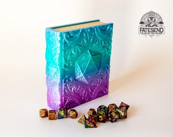 FatesEnd "Critical Success Tome" – D20 Storage Book with Tray | Mermaid Elixir Iridescent | Dice Vault | Jewelry Box | TTRPG-Inspired Design