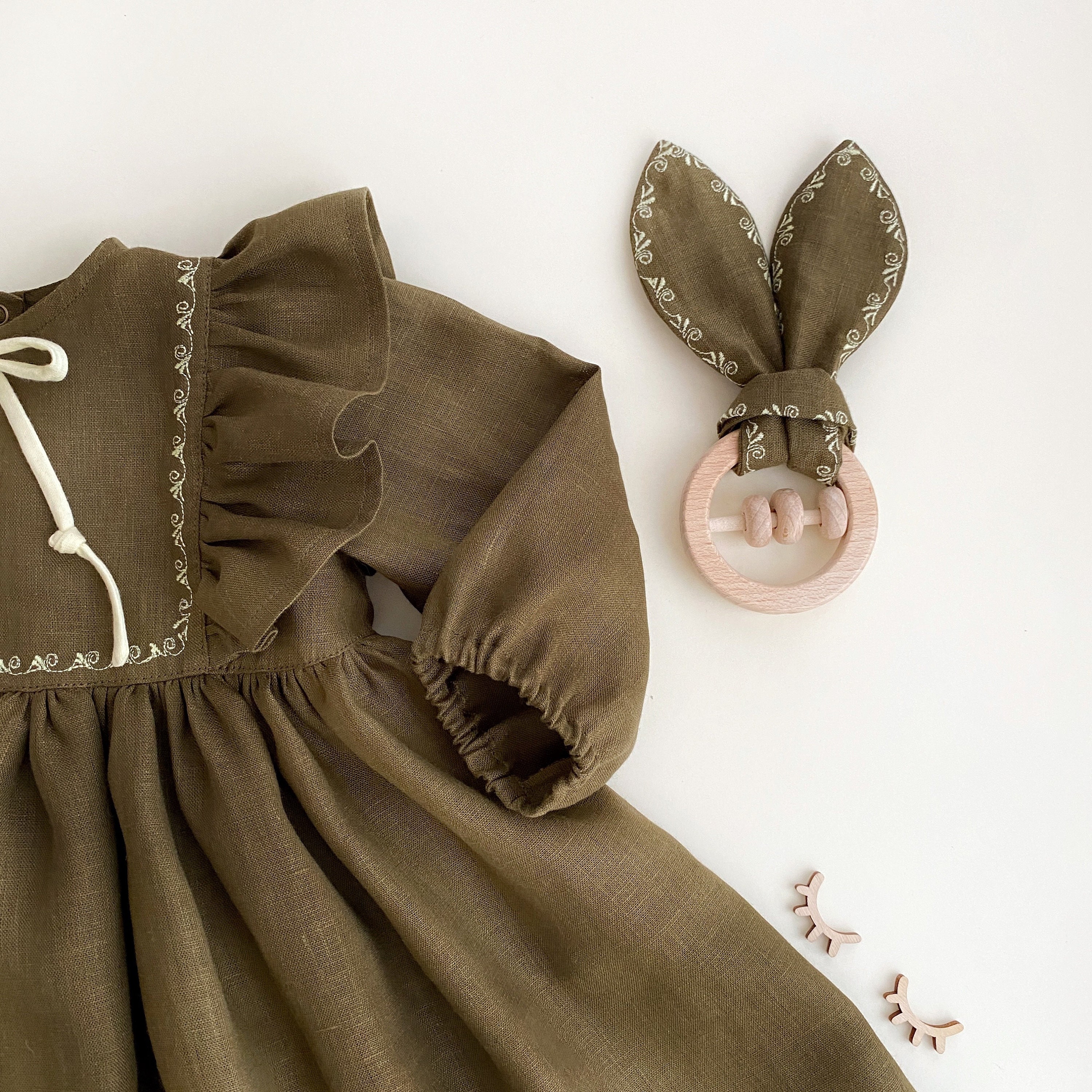 Baby linen dress with embroidery baby girl dress 100 Etsy