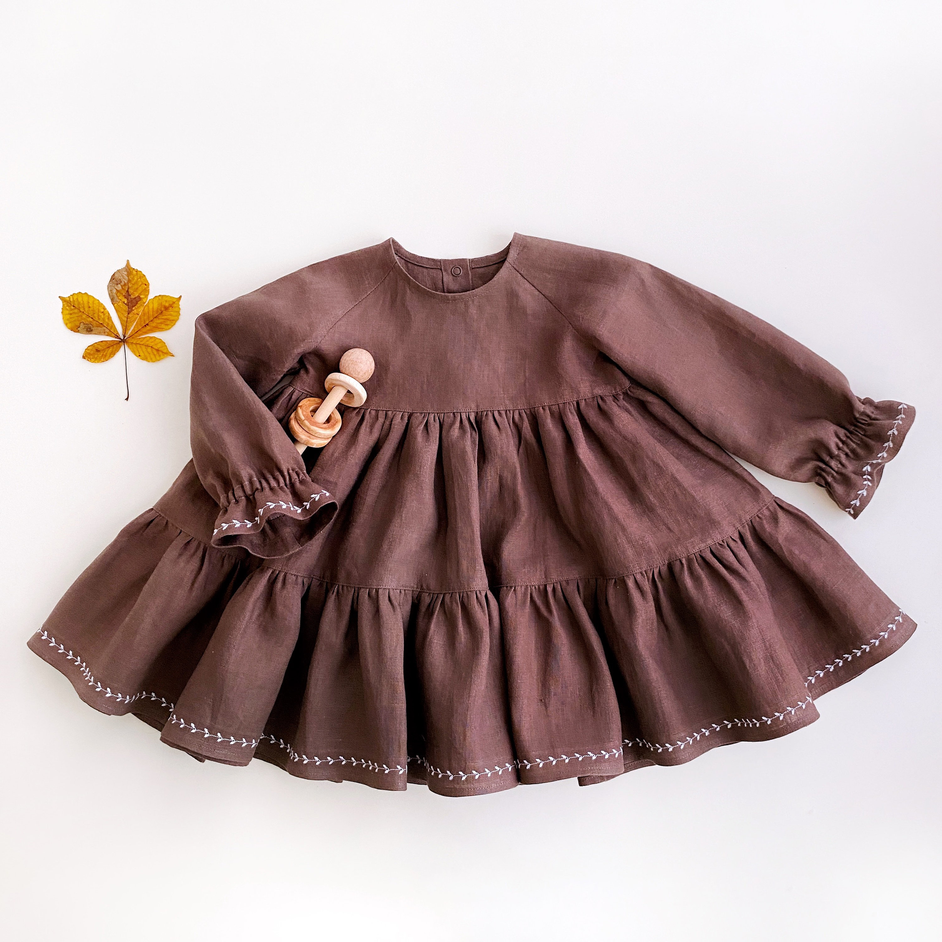 Baby linen dress with embroidery baby girl dress 100 Etsy