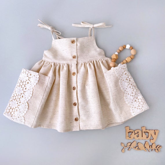 Baby linen dress baby girl dress 100 