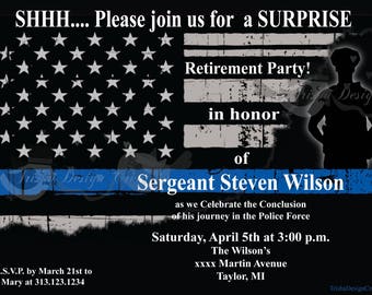 Police Theme Retirement Party Invitation Printable Etsy