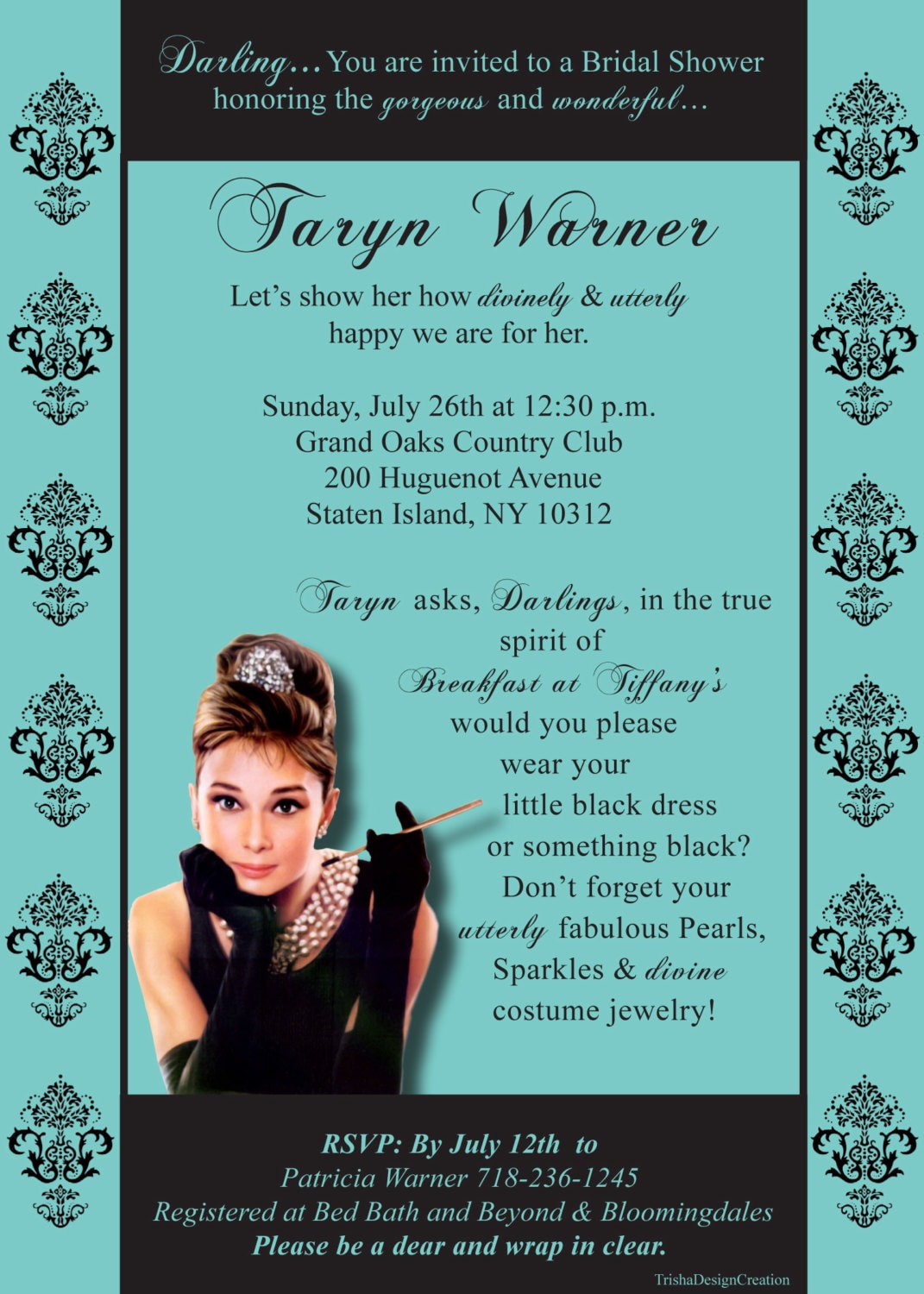Breakfast at Tiffany's Theme Bridal Shower Invitation