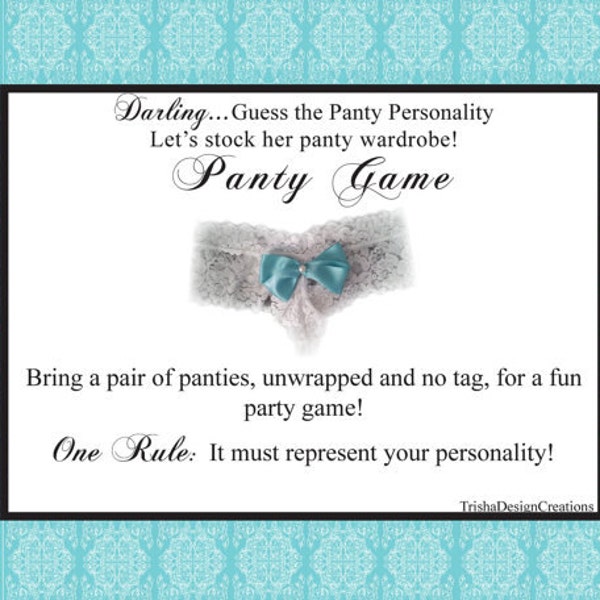 Breakfast at Tiffany Theme "printable" Panty Game