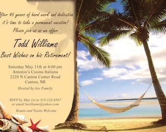 vacation theme Retirement Invitation "EACH" (WITH ENVELOPES)