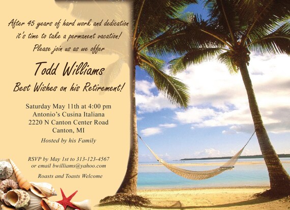 Vacation Theme Retirement Invitation each WITH - Etsy