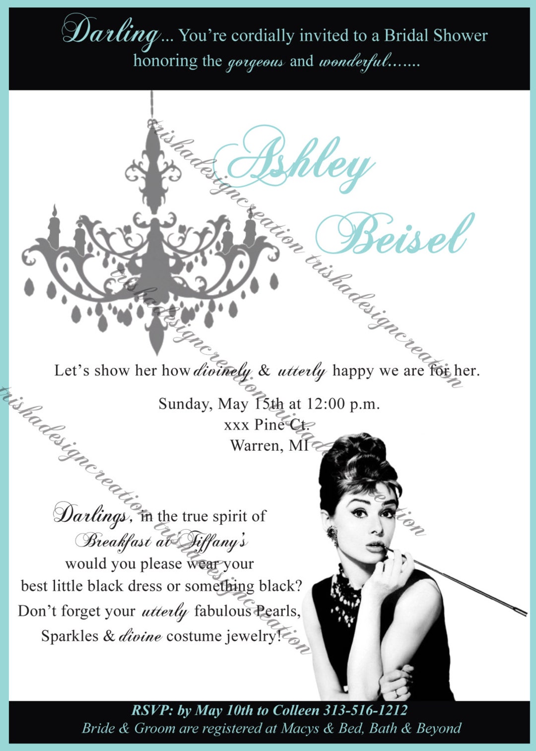 Breakfast at Tiffany's Theme "printable" Bridal Shower Invitation - Etsy