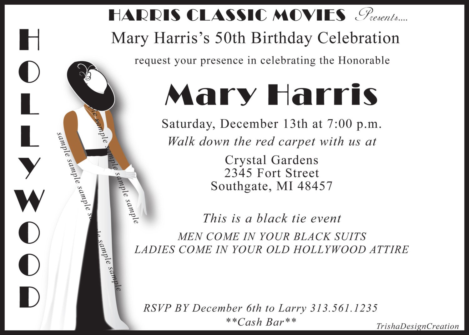 Old Hollywood Theme Glam Birthday printable Invitation - Etsy
