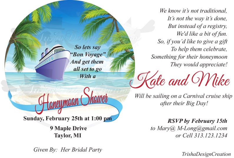 Honeymoon Theme Bridal Shower Invitation each Etsy