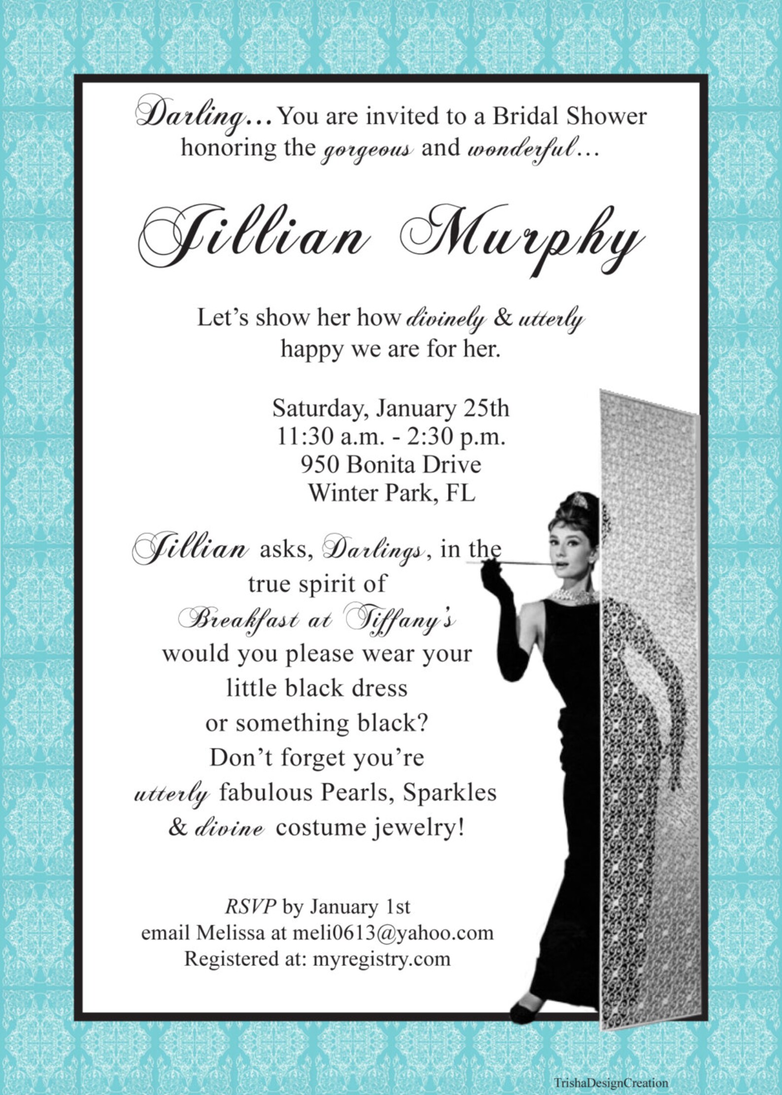 Breakfast at Tiffany's Theme printable Bridal Shower Invitation - Etsy