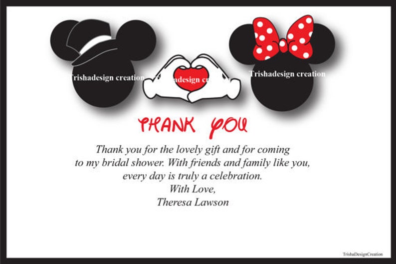 Mickey and Minnie Thank You Card Printable