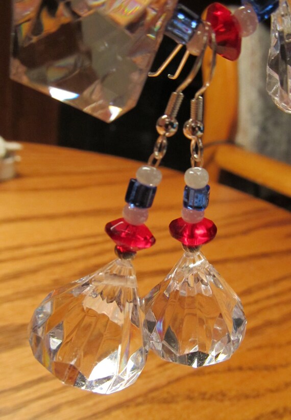 Items similar to Patriotic Fun Faux Diamond Earrings on Etsy