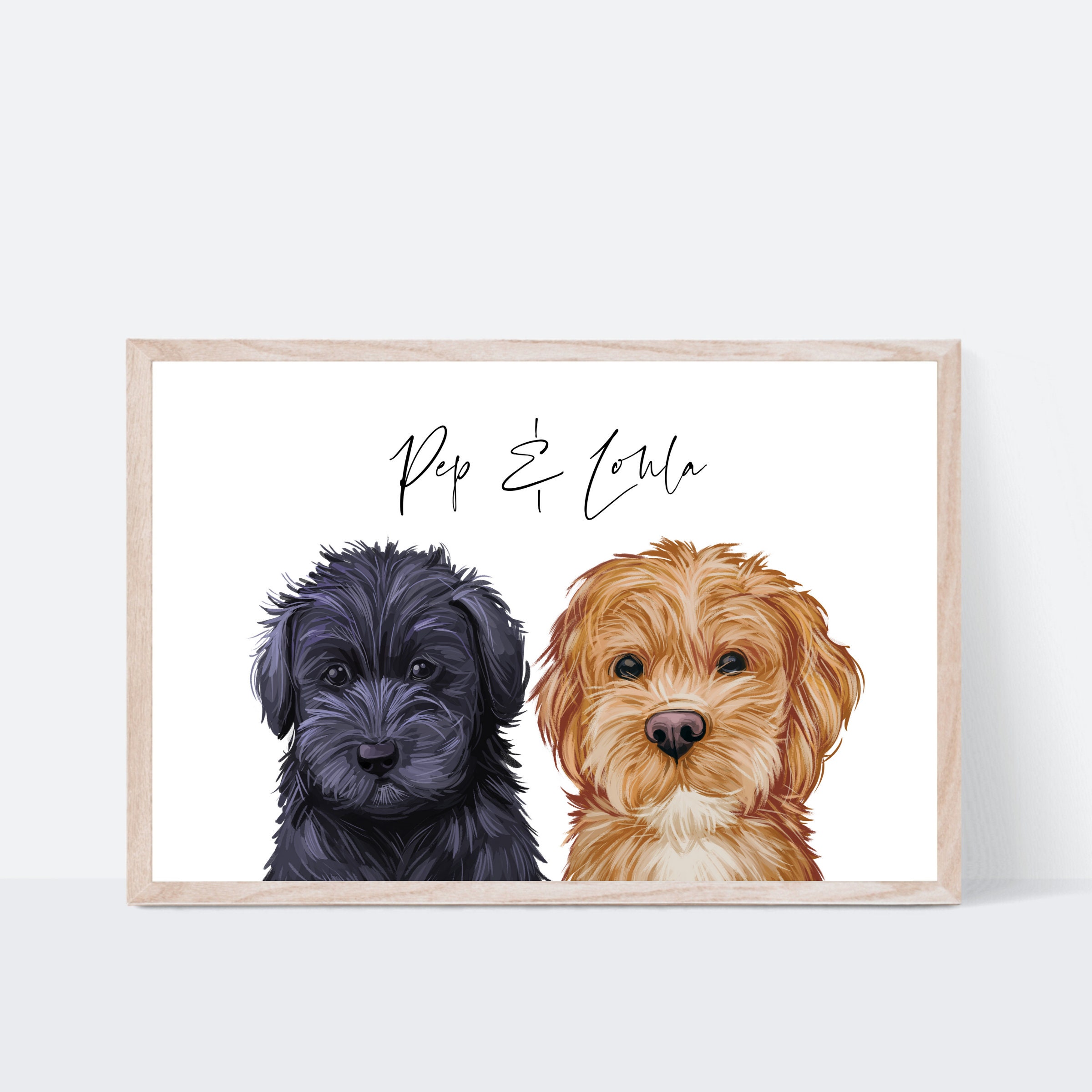 Dog Print Personalised Double Dog Print Pet Print Pet Owner Etsy