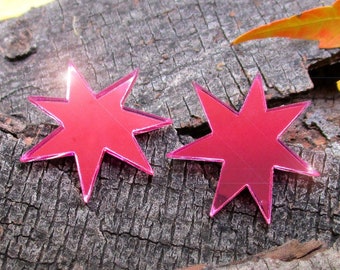 Shiny Pink Star Jem Costume Earrings, 80s Holograms Cosplay Stud Earrings Jewelry