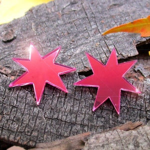 It&#39;s Just So You ~ Truly Outrageous Pink Star Earrings, Jem Cosplay & Fan Jewelry, Shiny Mirror Acrylic Studs, Totally Awesome 80s Gift