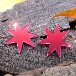 Shiny Pink Star Jem Costume Earrings, 80s Holograms Cosplay Stud Earrings Jewelry image 1