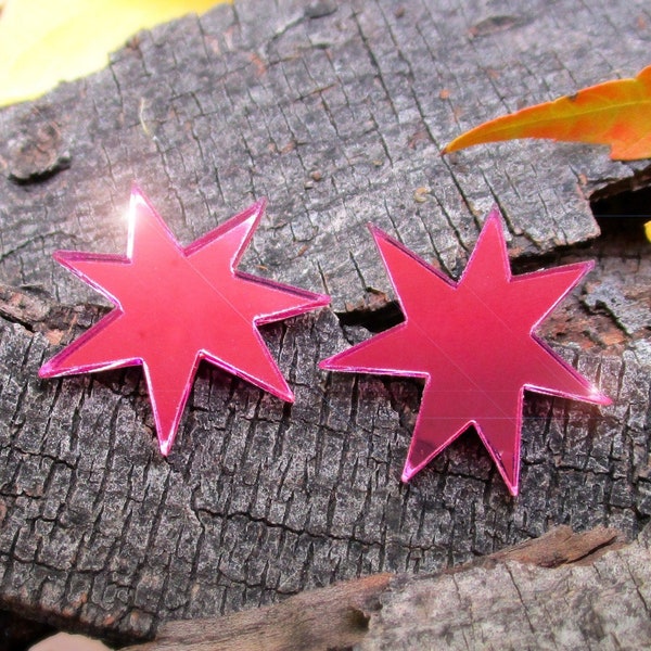 Shiny Pink Star Jem Costume Earrings, 80s Holograms Cosplay Stud Earrings Jewelry