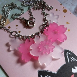 Sakura Cherry Blossom Flowers Spring Statement Necklace, Springtime Flower Statement Jewelry