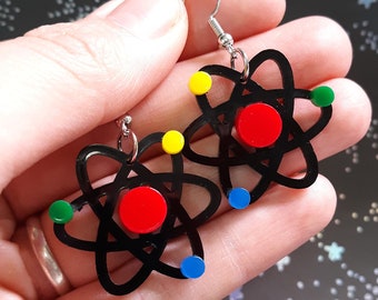 Scientific Atom Nerdy Statement Dangle Earrings, Periodic Atomic Science Teacher Chemistry STEM Jewelry