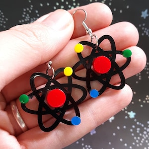 Scientific Atom Nerdy Statement Dangle Earrings, Periodic Atomic Science Teacher Chemistry STEM Jewelry